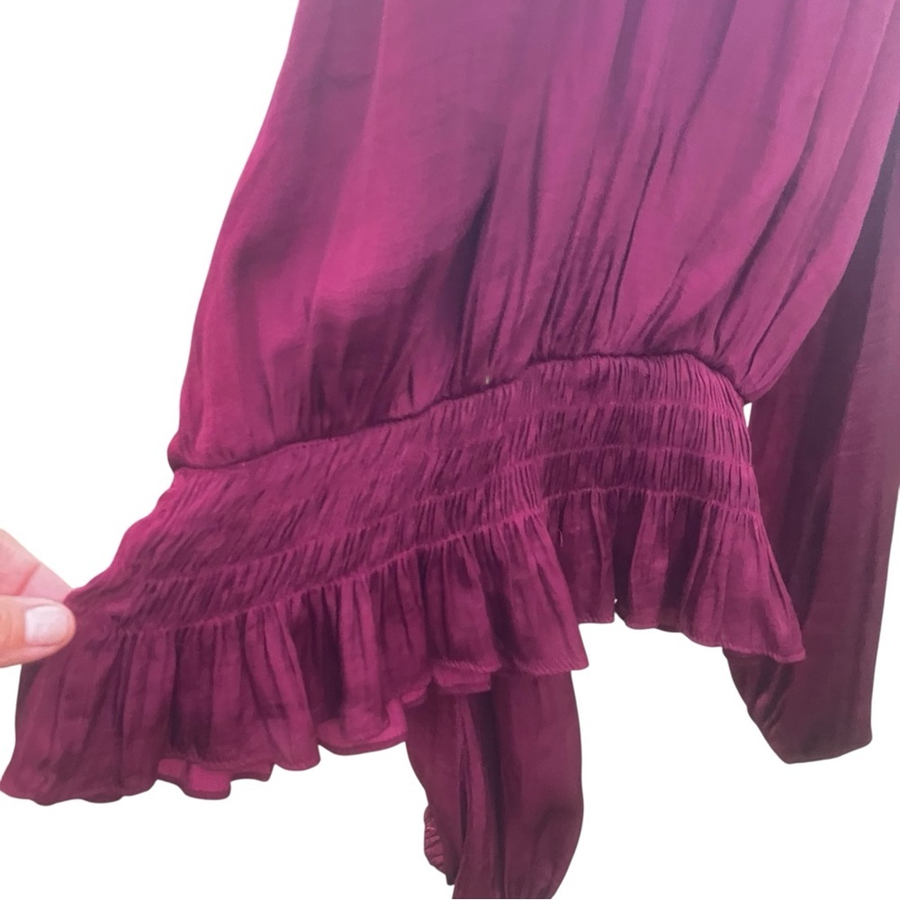 DO+BE Womens Cold Shoulder Blouse Burgundy Wine Size Small Feminine Goth - Picture 4 of 8